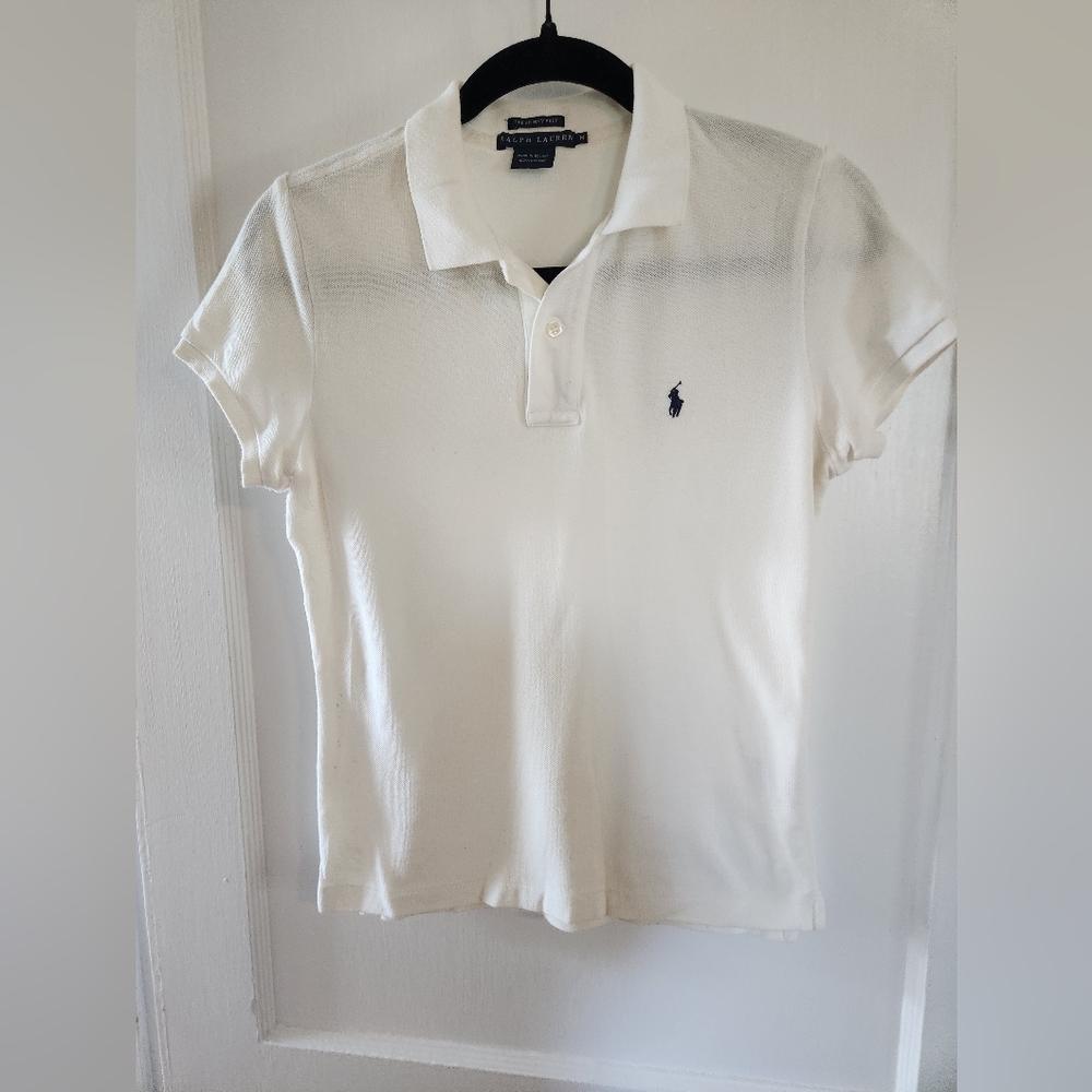 The Skinny Pilo by Ralph Lauren, Women's White Polo Shirt, Size M